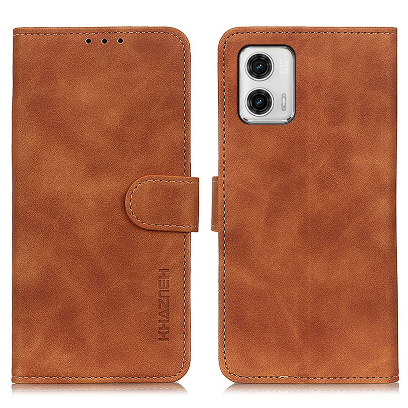 KHAZNEH For Motorola Moto G73 5G Anti-drop Leather Phone Case Retro Texture Wallet Stand Cell Phone Cover