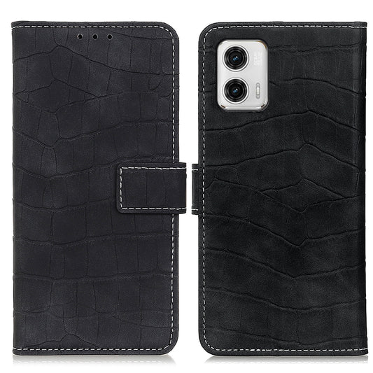 For Motorola Moto G73 5G Flip Leather Phone Case Wallet Stand Crocodile Texture Anti-scratch Cell Phone Cover