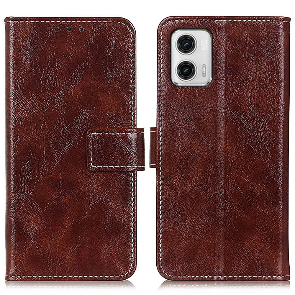 For Motorola Moto G73 5G Retro Crazy Horse Texture Phone Case PU Leather Wallet Phone Stand Cover