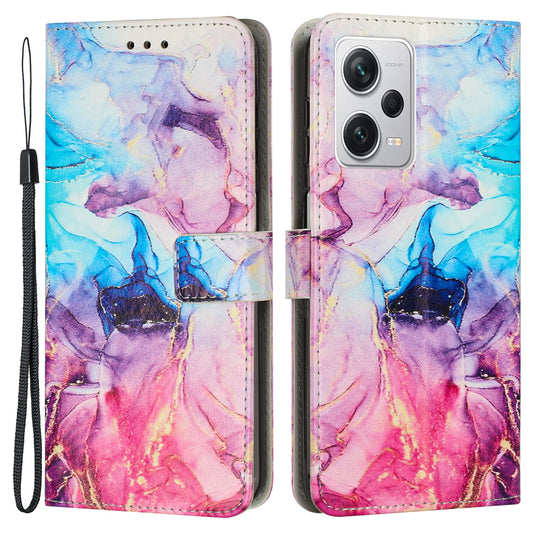 For Xiaomi Redmi Note 12 Pro+ 5G / Note 12 Explorer 5G Leather Phone Case Marble Pattern Wallet Stand Flip Cover
