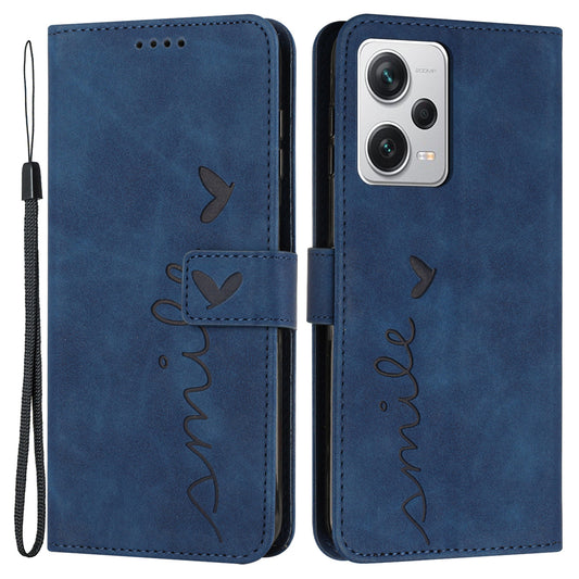 For Xiaomi Redmi Note 12 Pro 5G / Note 12 Pro Speed 5G / Poco X5 Pro 5G Phone Cover Imprinted Heart Shape Stand Wallet Phone Leather Case with Strap