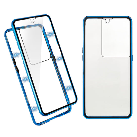 For Oppo Reno8 Pro+ 5G (Global Version) Double Side Tempered Glass Phone Case Metal Frame Magnetic Cover