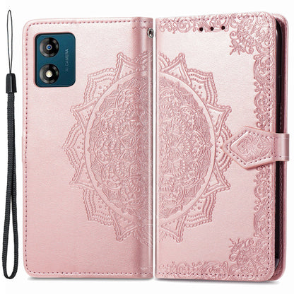 For Motorola Moto E13 4G PU Leather Wallet Case Stand Embossed Mandala Pattern Shell