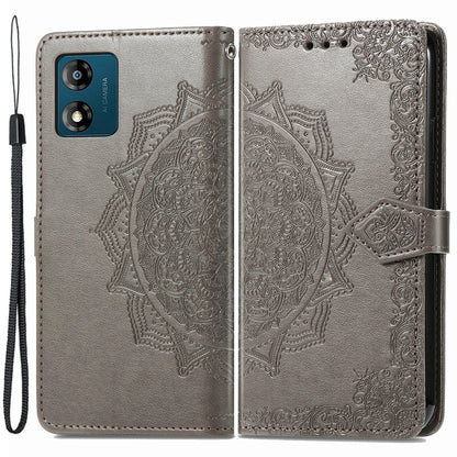 For Motorola Moto E13 4G PU Leather Wallet Case Stand Embossed Mandala Pattern Shell