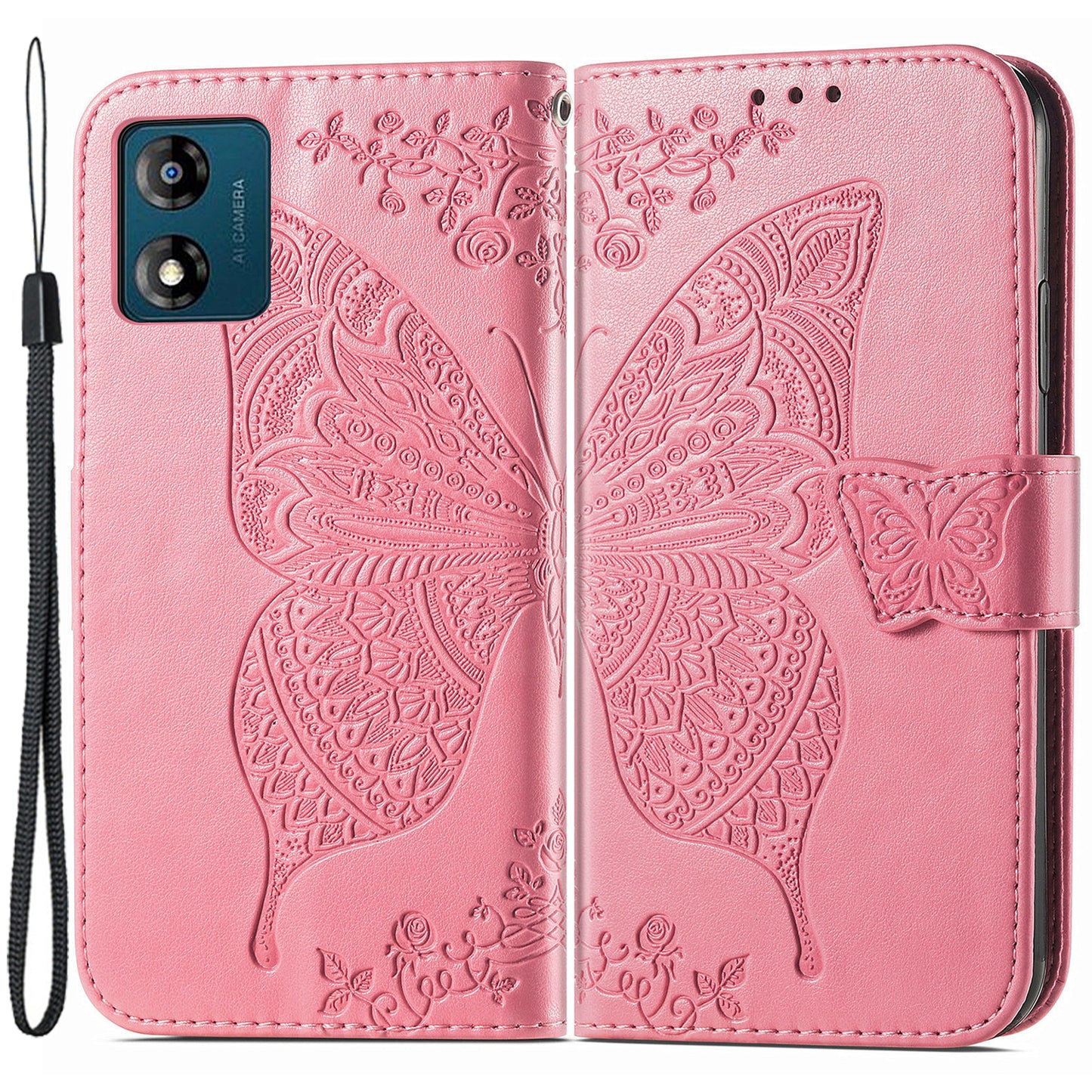 For Motorola Moto E13 4G Imprinted PU Leather Wallet Phone Case Anti-drop Stand Cover