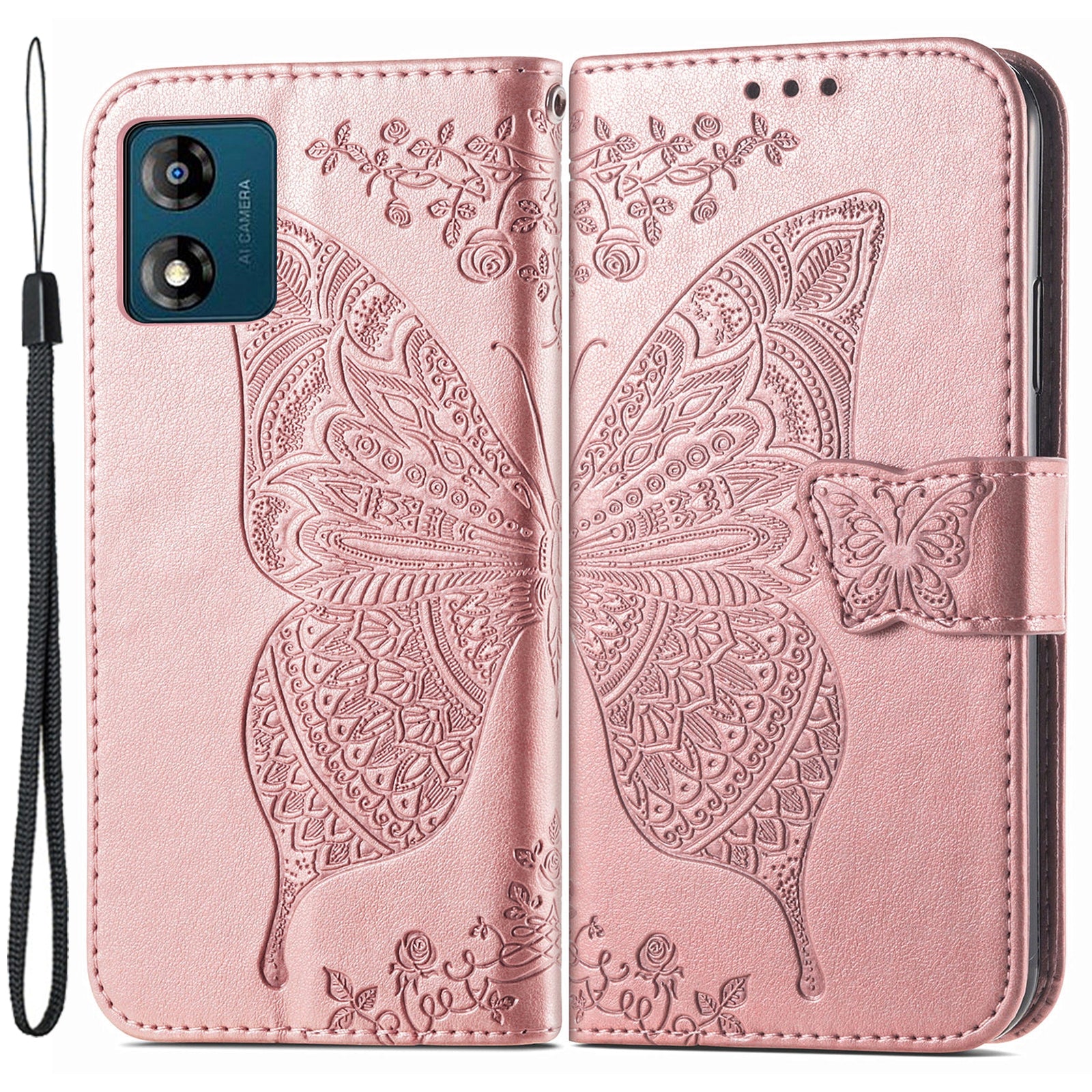 For Motorola Moto E13 4G Imprinted PU Leather Wallet Phone Case Anti-drop Stand Cover