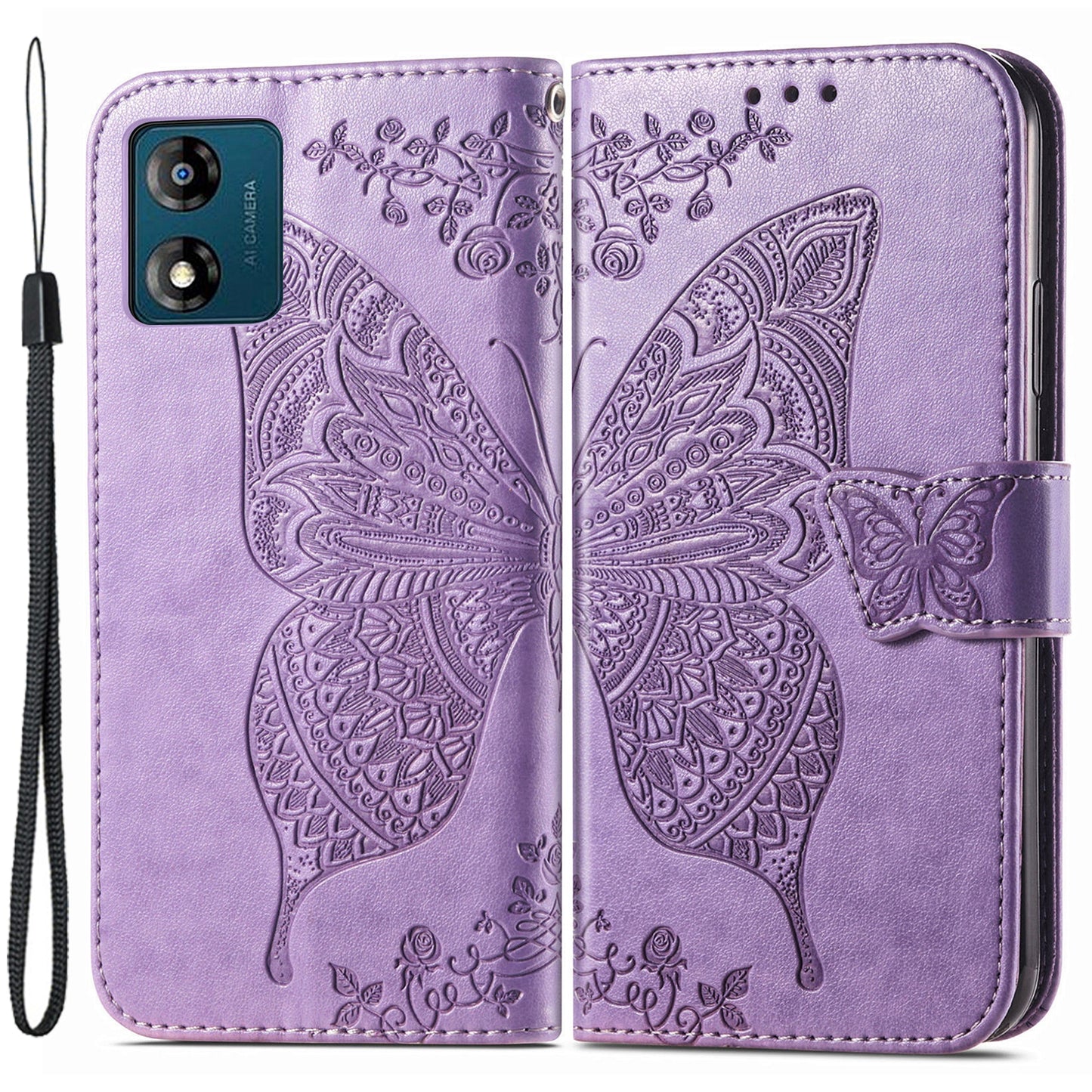 For Motorola Moto E13 4G Imprinted PU Leather Wallet Phone Case Anti-drop Stand Cover