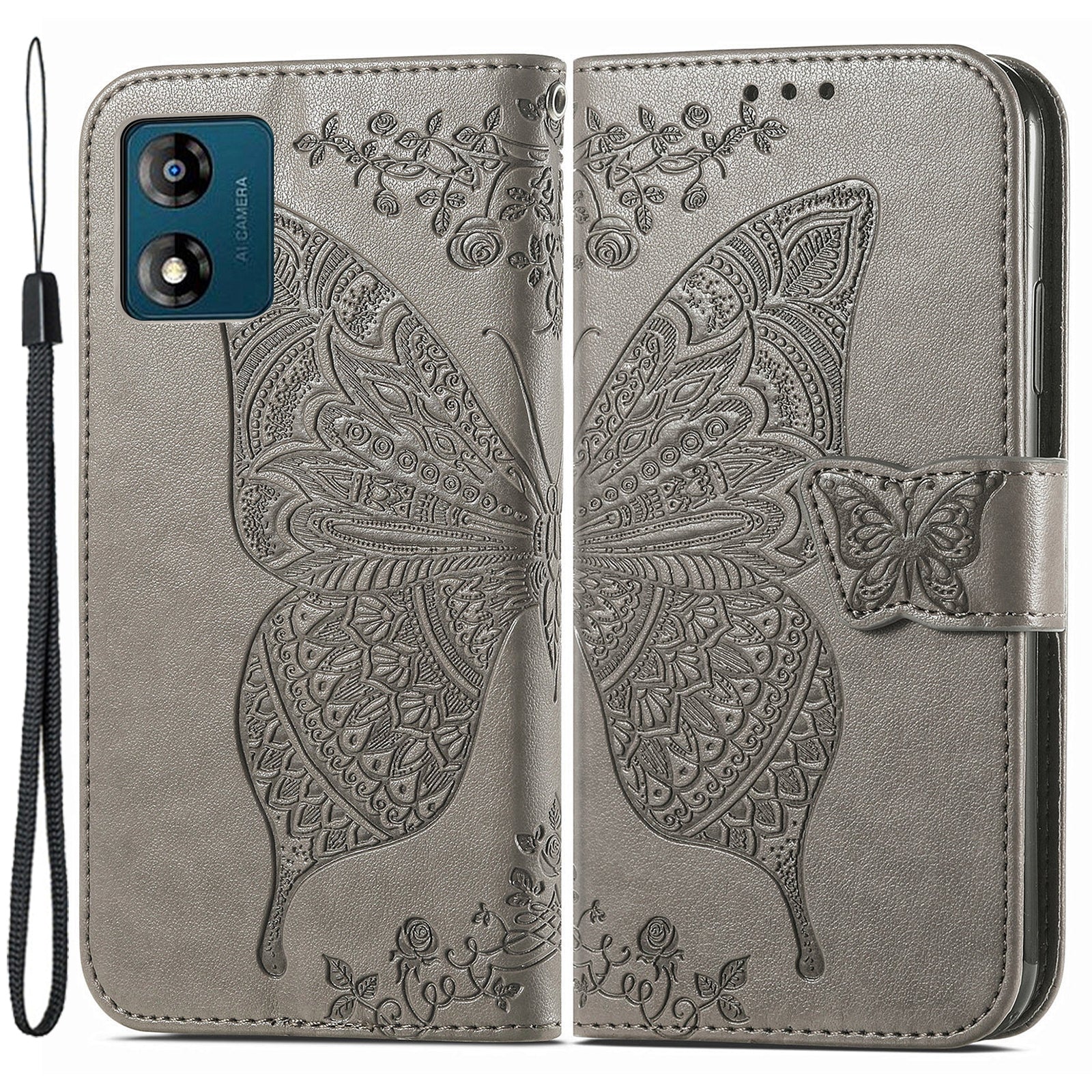 For Motorola Moto E13 4G Imprinted PU Leather Wallet Phone Case Anti-drop Stand Cover