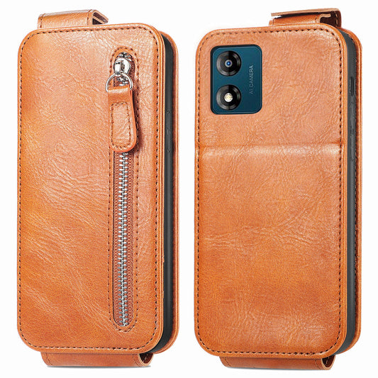 For Motorola Moto E13 4G PU Leather Phone Case Vertical Flip Phone Cover with Wallet Stand