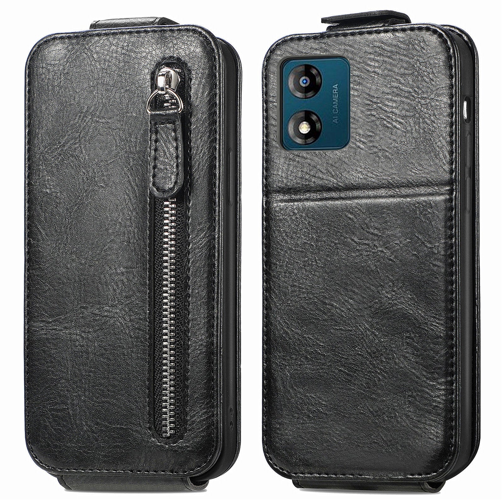 For Motorola Moto E13 4G PU Leather Phone Case Vertical Flip Phone Cover with Wallet Stand