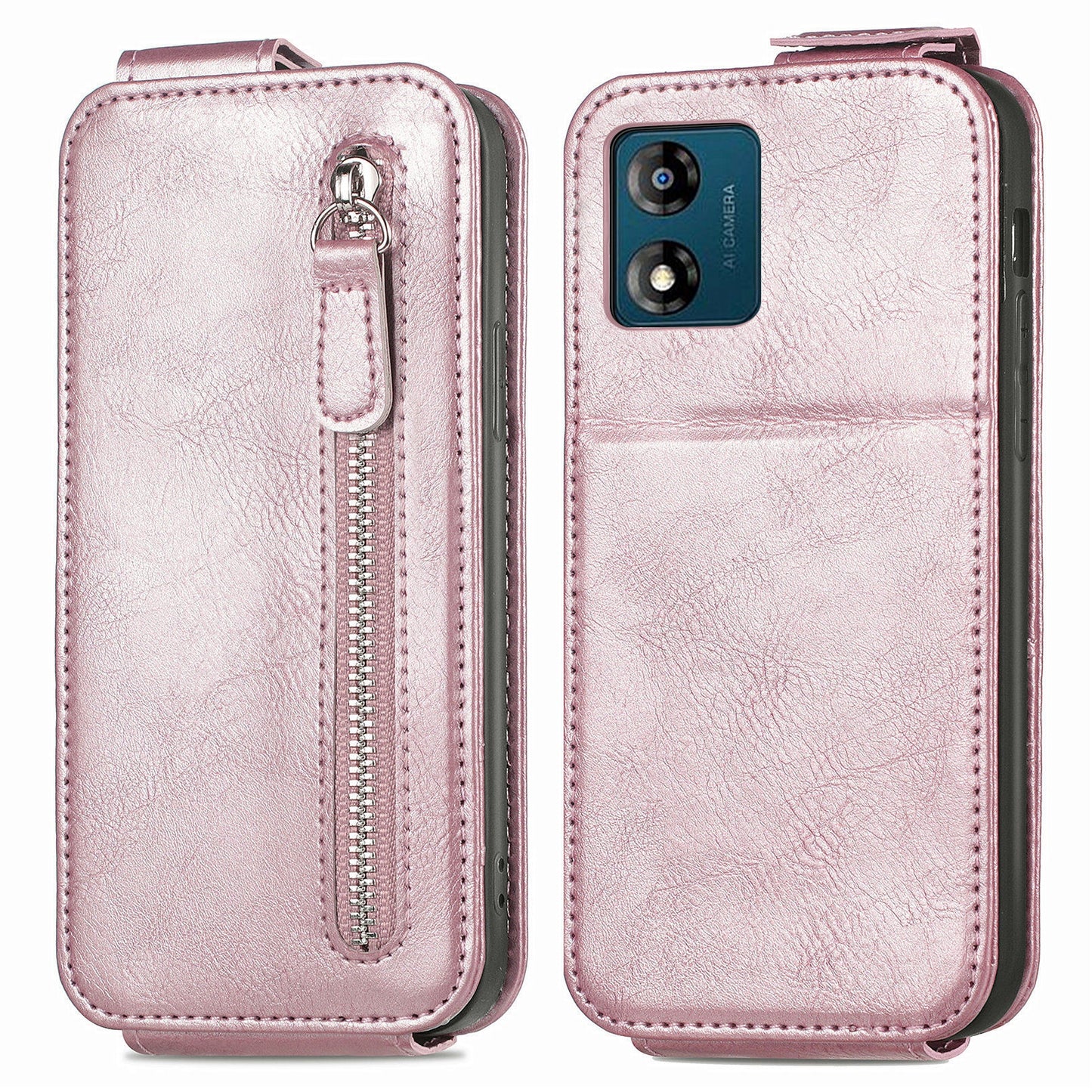 For Motorola Moto E13 4G PU Leather Phone Case Vertical Flip Phone Cover with Wallet Stand