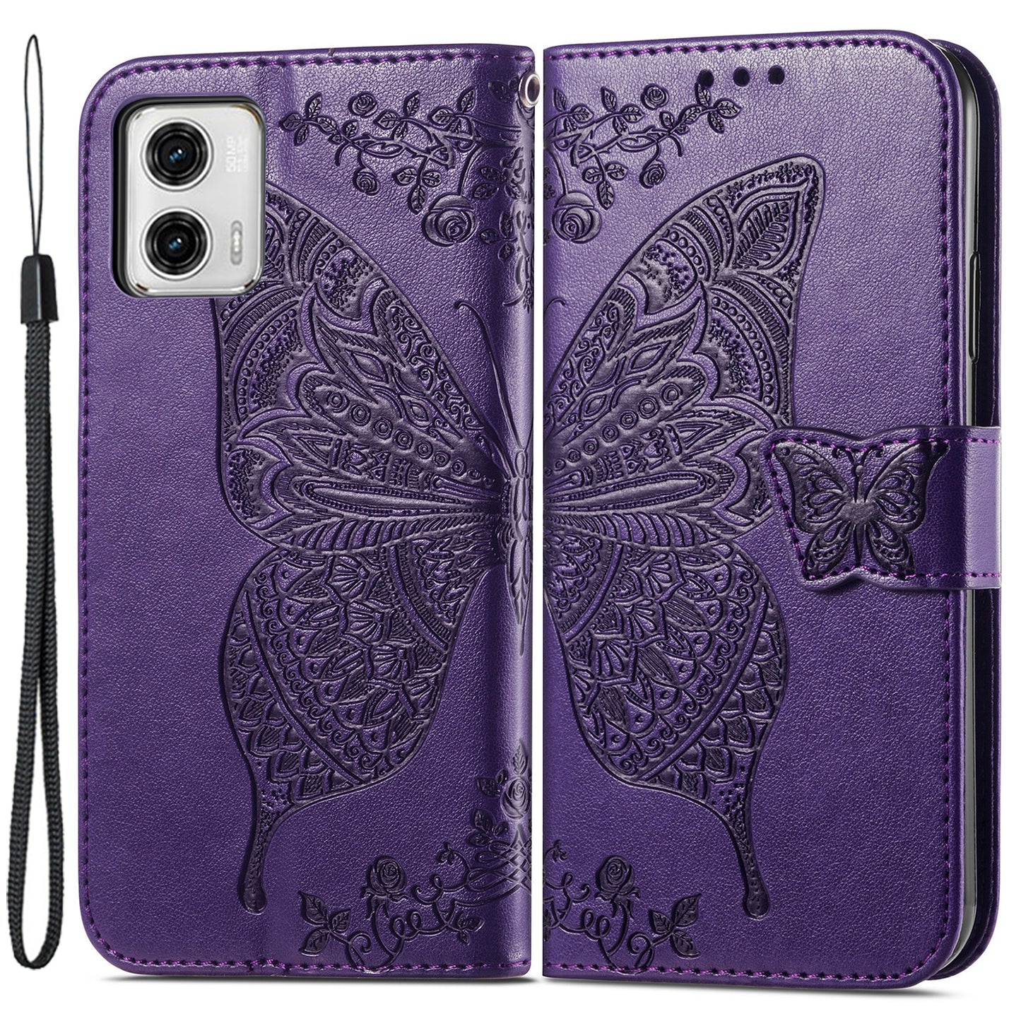 For Motorola Moto G73 5G Imprinted Shockproof PU Leather Wallet Phone Case Stand Cover