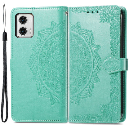 For Motorola Moto G73 5G PU Leather Wallet Embossed Mandala Pattern Case Stand Shell