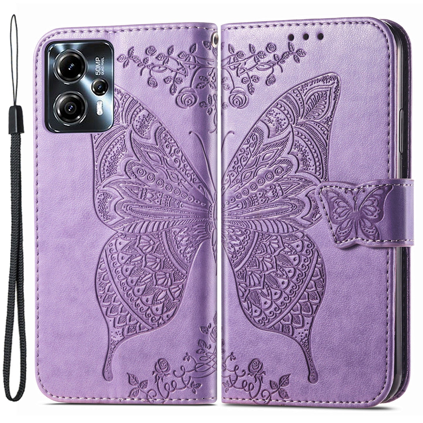 For Motorola Moto G23 4G / G13 4G Imprinted PU Leather Anti-drop Wallet Phone Case Stand Cover