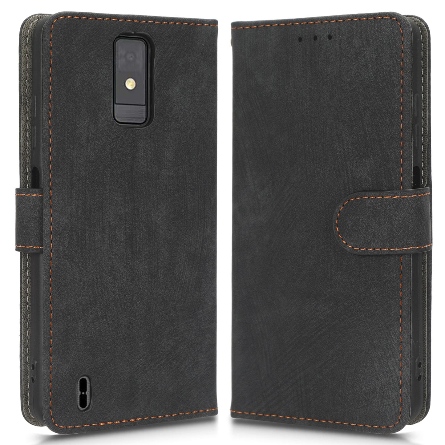 Mobile Phone Case for ZTE Blade A32 , PU Leather Phone Shell Stand RFID Blocking Wallet Cover