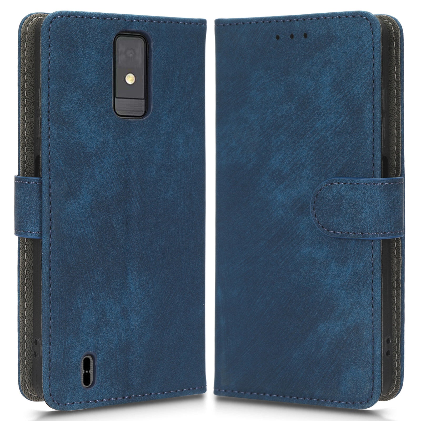 Mobile Phone Case for ZTE Blade A32 , PU Leather Phone Shell Stand RFID Blocking Wallet Cover