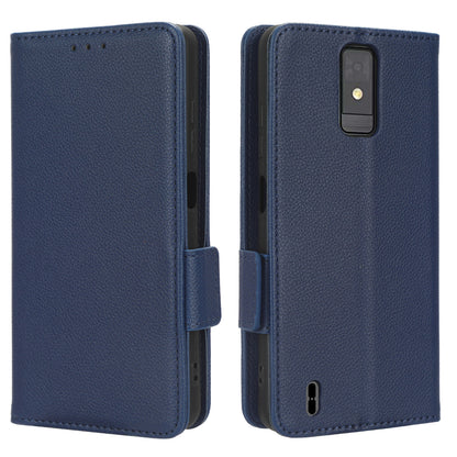 For ZTE Blade A32 Dual Magnetic Clasp Phone Cover Wallet Stand Litchi Texture PU Leather Phone Case