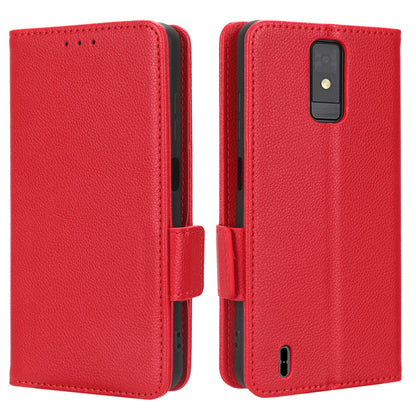 For ZTE Blade A32 Dual Magnetic Clasp Phone Cover Wallet Stand Litchi Texture PU Leather Phone Case