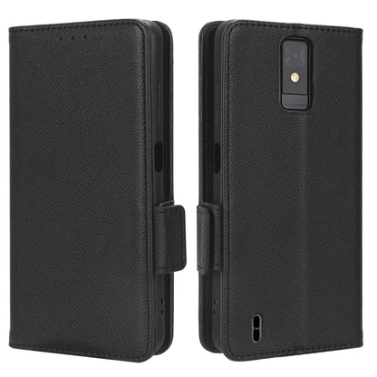 For ZTE Blade A32 Dual Magnetic Clasp Phone Cover Wallet Stand Litchi Texture PU Leather Phone Case