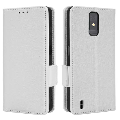 For ZTE Blade A32 Dual Magnetic Clasp Phone Cover Wallet Stand Litchi Texture PU Leather Phone Case