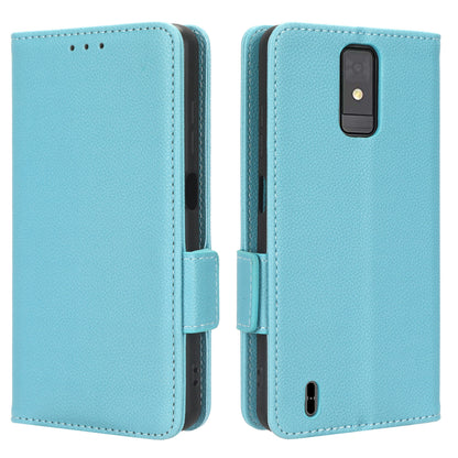 For ZTE Blade A32 Dual Magnetic Clasp Phone Cover Wallet Stand Litchi Texture PU Leather Phone Case