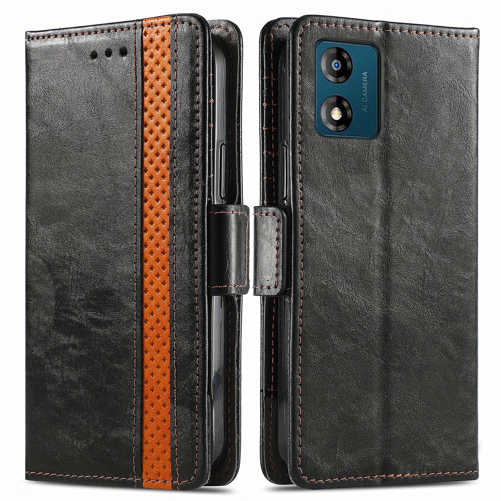 CASENEO 002 Series For Motorola Moto E13 4G Shockproof Phone Wallet Case Splicing PU Leather Stand Cover