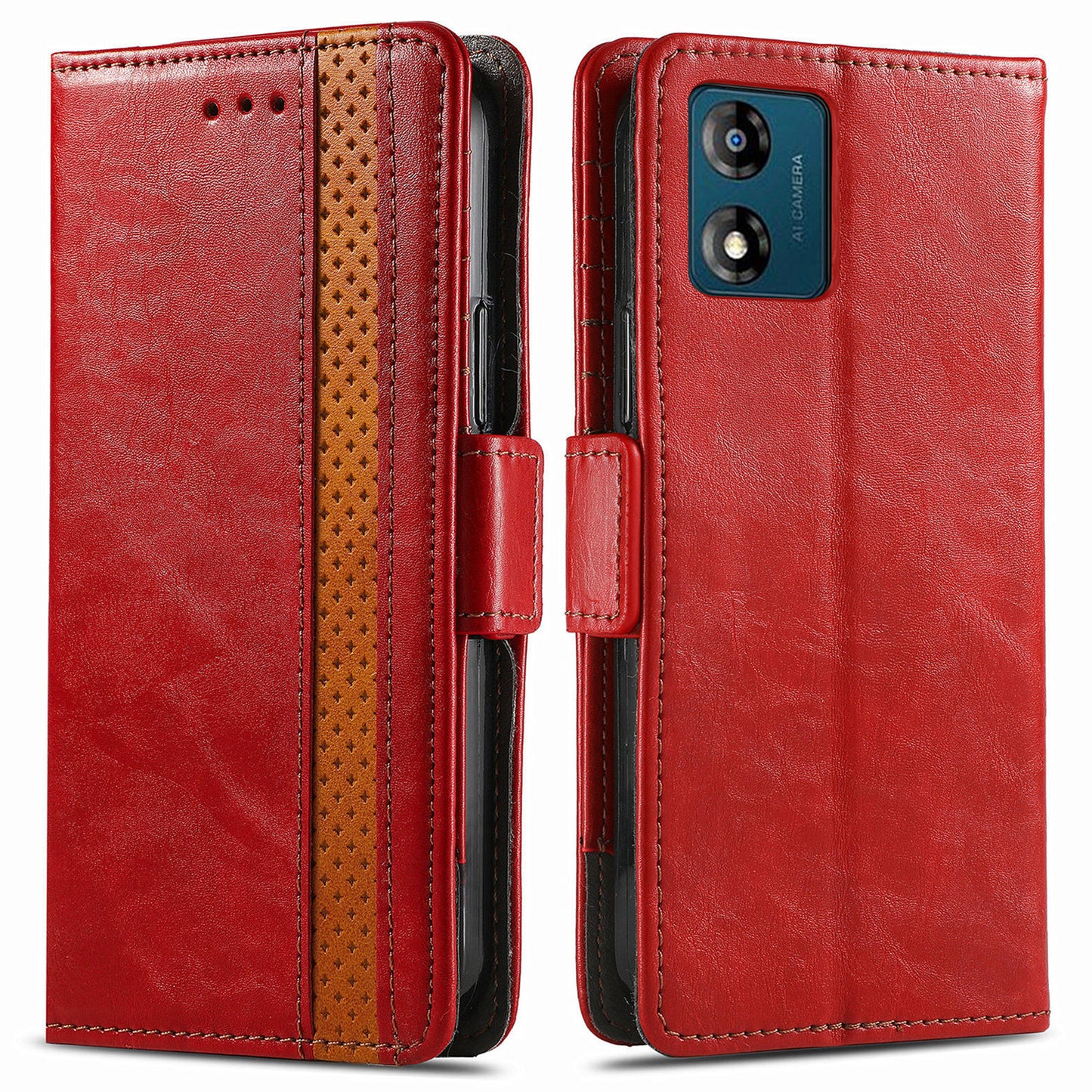 CASENEO 002 Series For Motorola Moto E13 4G Shockproof Phone Wallet Case Splicing PU Leather Stand Cover