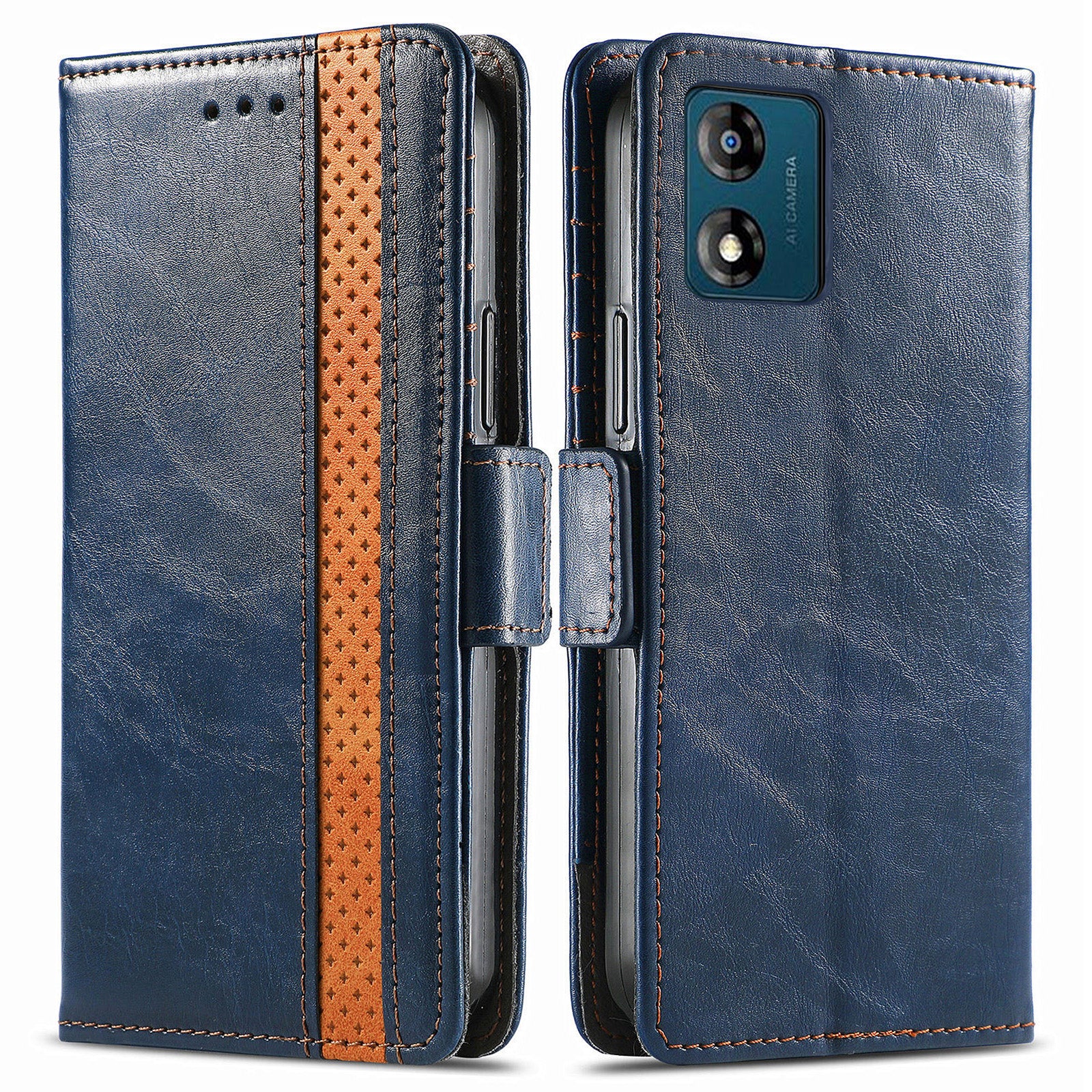 CASENEO 002 Series For Motorola Moto E13 4G Shockproof Phone Wallet Case Splicing PU Leather Stand Cover