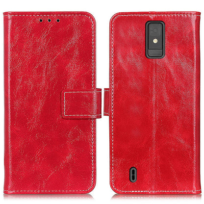 For ZTE Blade A32 Full Protection Phone Case Stand Crazy Horse Texture Leather Retro Flip Wallet Cover