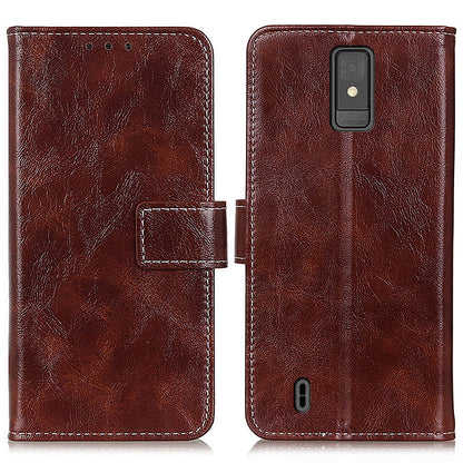 For ZTE Blade A32 Full Protection Phone Case Stand Crazy Horse Texture Leather Retro Flip Wallet Cover