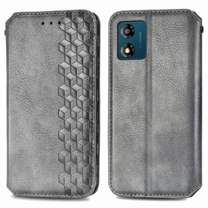 For Motorola Moto E13 4G Leather Phone Cover Wallet Stand Imprinting Rhombus Cell Phone Case