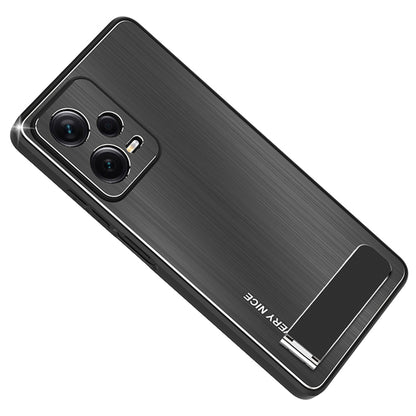 For Xiaomi Redmi Note 12 Pro 5G Kickstand Brushed Phone Cover TPU Bumper Aluminium Alloy Back Case
