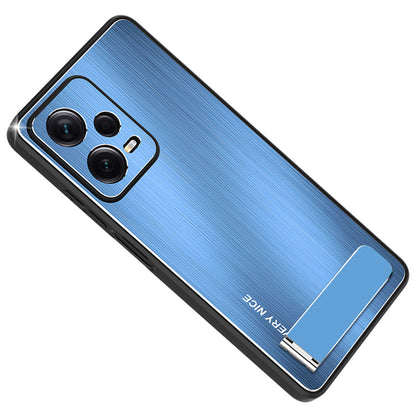 For Xiaomi Redmi Note 12 Pro+ 5G Kickstand Phone Case TPU Frame Aluminium Alloy Back Brushed Cover