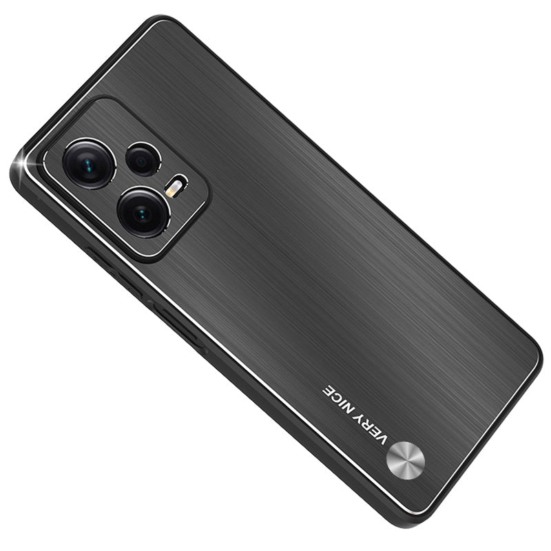 For Xiaomi Redmi Note 12 Pro+ 5G Phone Cover TPU Bumper Aluminium Alloy Back Brushed Phone Case
