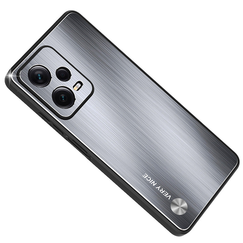 For Xiaomi Redmi Note 12 Pro 5G TPU Frame Phone Case Brushed Aluminium Alloy Back Cover