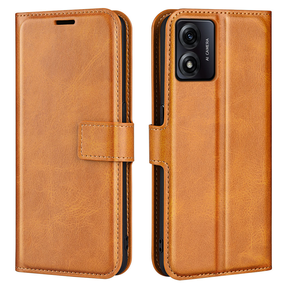 For Motorola Moto E13 4G Anti-fingerprint Stand Wallet PU Leather Case Calf Texture Magnetic Phone Cover