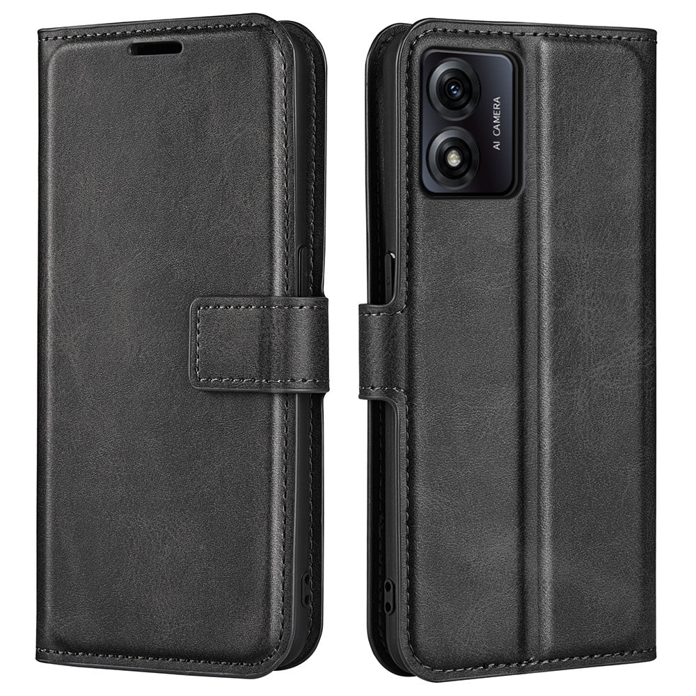 For Motorola Moto E13 4G Anti-fingerprint Stand Wallet PU Leather Case Calf Texture Magnetic Phone Cover