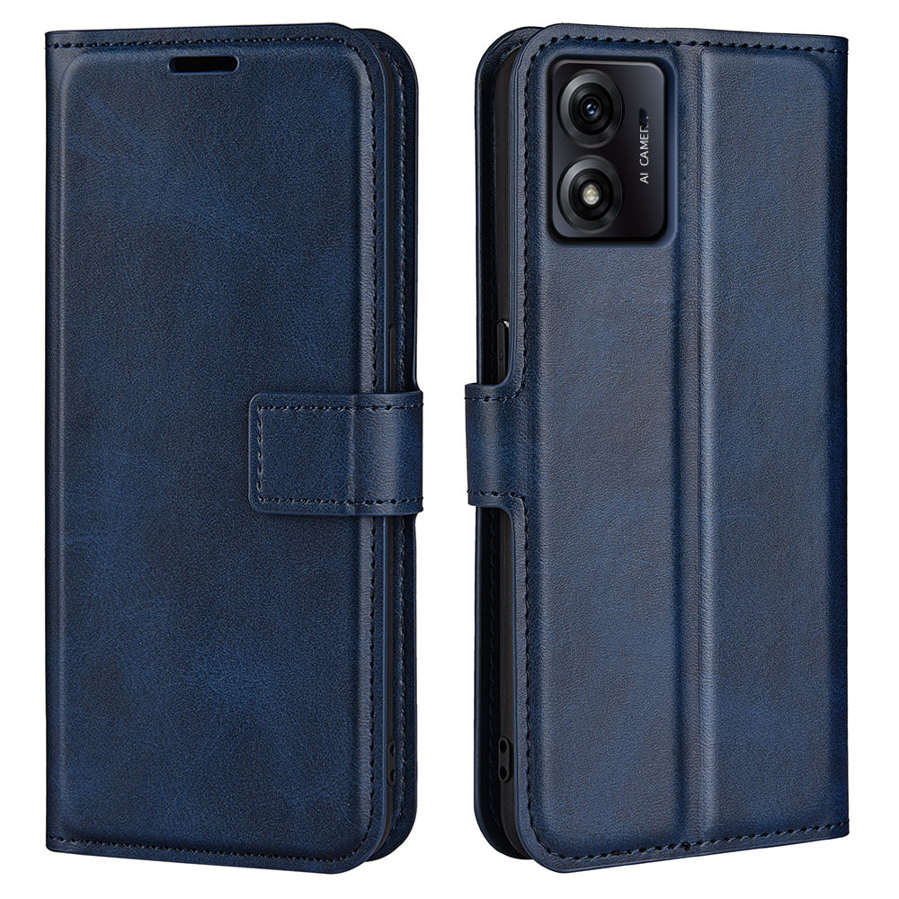 For Motorola Moto E13 4G Anti-fingerprint Stand Wallet PU Leather Case Calf Texture Magnetic Phone Cover