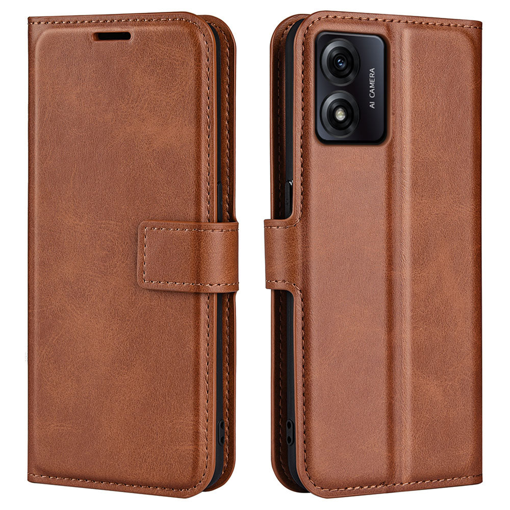 For Motorola Moto E13 4G Anti-fingerprint Stand Wallet PU Leather Case Calf Texture Magnetic Phone Cover