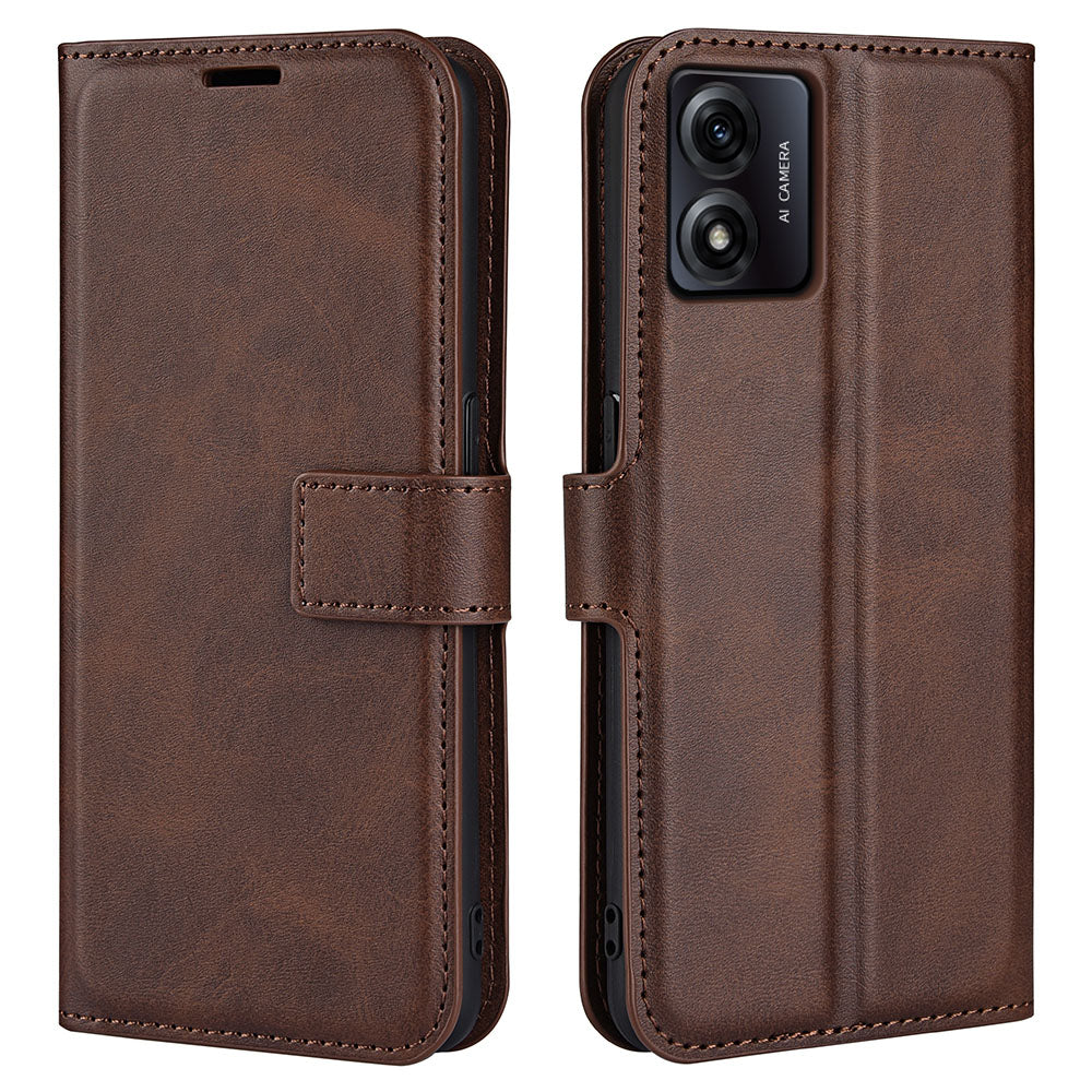 For Motorola Moto E13 4G Anti-fingerprint Stand Wallet PU Leather Case Calf Texture Magnetic Phone Cover