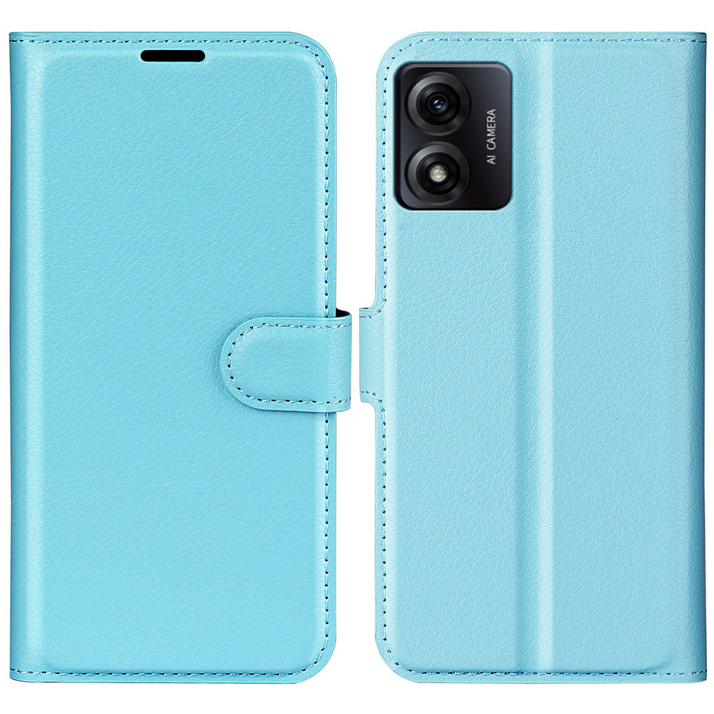 Phone Stand Case for Motorola Moto E13 4G , Wallet Function Litchi Texture Leather Shell Cover