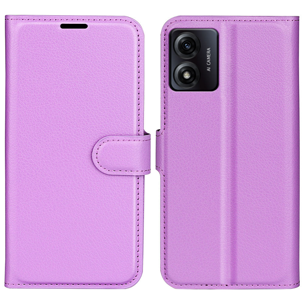 Phone Stand Case for Motorola Moto E13 4G , Wallet Function Litchi Texture Leather Shell Cover