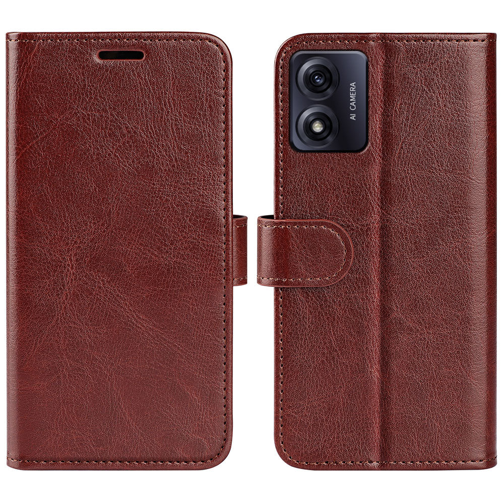 For Motorola Moto E13 4G Cell Phone Cover Crazy Horse Texture Leather Wallet Flip Stand Phone Case