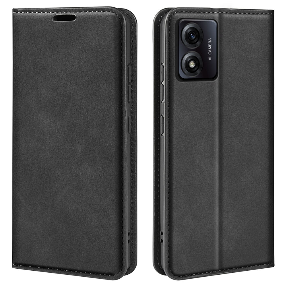 For Motorola Moto E13 4G PU Leather Stand Wallet Cover Magnetic Skin-touch Feeling Phone Case