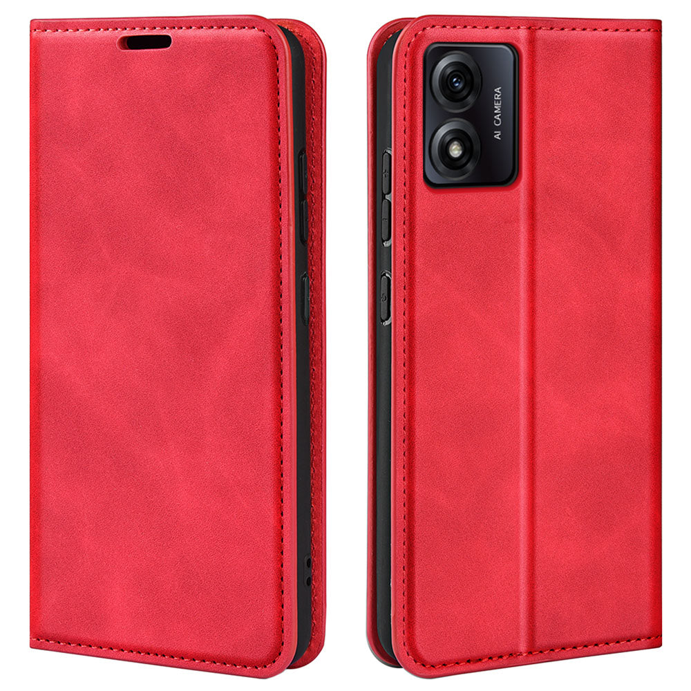 For Motorola Moto E13 4G PU Leather Stand Wallet Cover Magnetic Skin-touch Feeling Phone Case