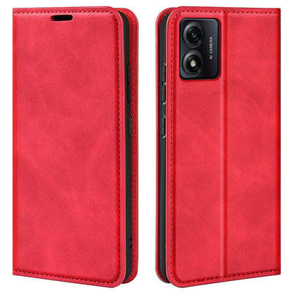 For Motorola Moto E13 4G PU Leather Stand Wallet Cover Magnetic Skin-touch Feeling Phone Case