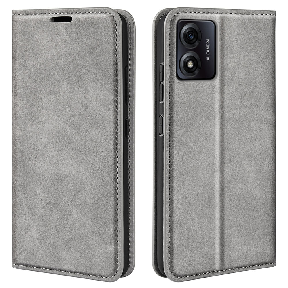 For Motorola Moto E13 4G PU Leather Stand Wallet Cover Magnetic Skin-touch Feeling Phone Case