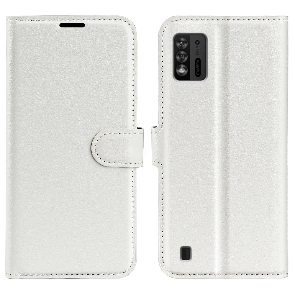 For ZTE Blade A52 Lite 4G Phone Stand Wallet Cover Litchi Texture Leather Anti-scratch Phone Case