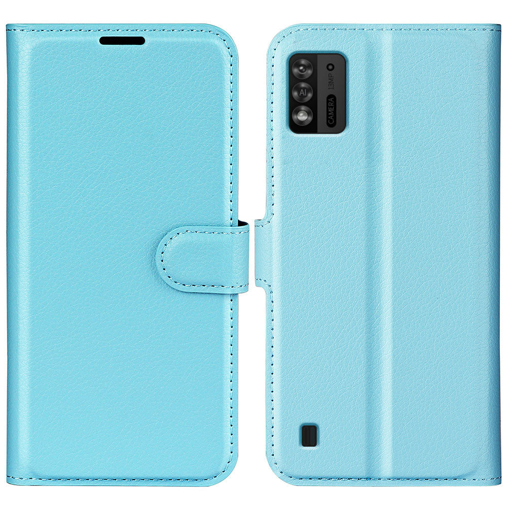 For ZTE Blade A52 Lite 4G Phone Stand Wallet Cover Litchi Texture Leather Anti-scratch Phone Case