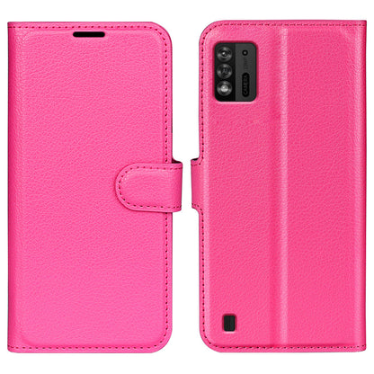 For ZTE Blade A52 Lite 4G Phone Stand Wallet Cover Litchi Texture Leather Anti-scratch Phone Case